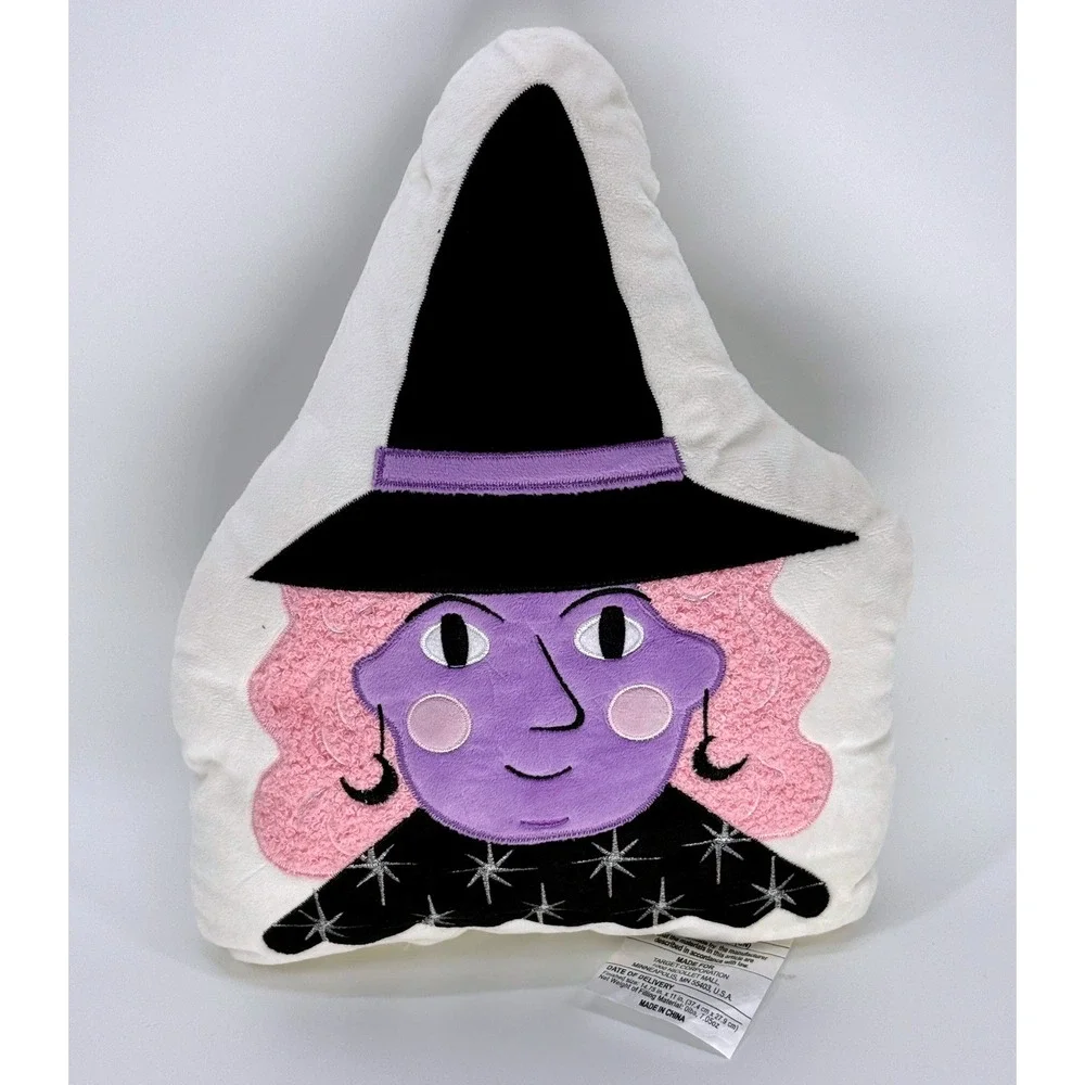 Hyde and EEK Boutique Halloween Witch Decorative Pillow Purple Pink Black 15in